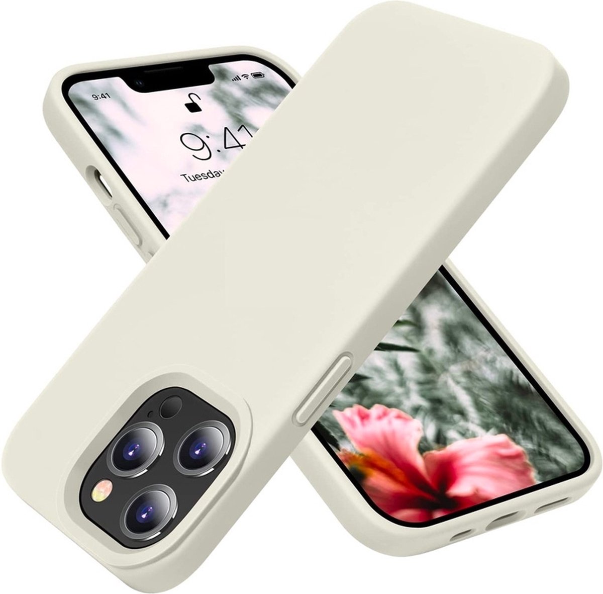 Mobiq - Liquid Siliconen Hoesje iPhone 14 Pro Max - lichtgrijs