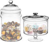 Stock/pots à bonbons/bonbonnières verre - 1,8L - 2L - avec couvercle - set 2x pièces