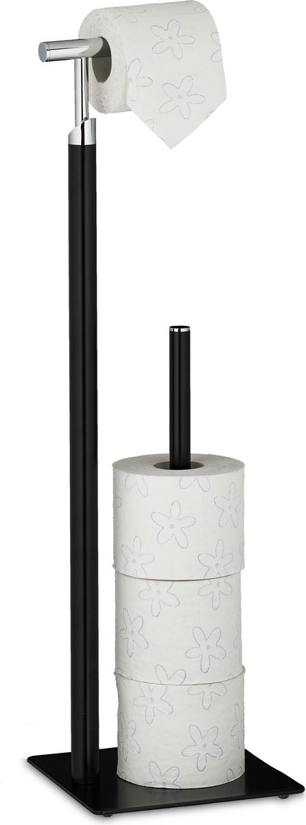 Relaxdays Toiletrolhouder Staand Metaal Reserverolhouder Wc Rolhouder Zonder Boren 598130759