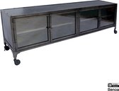 TV-meubel Steel glass 180 cm - Zwart