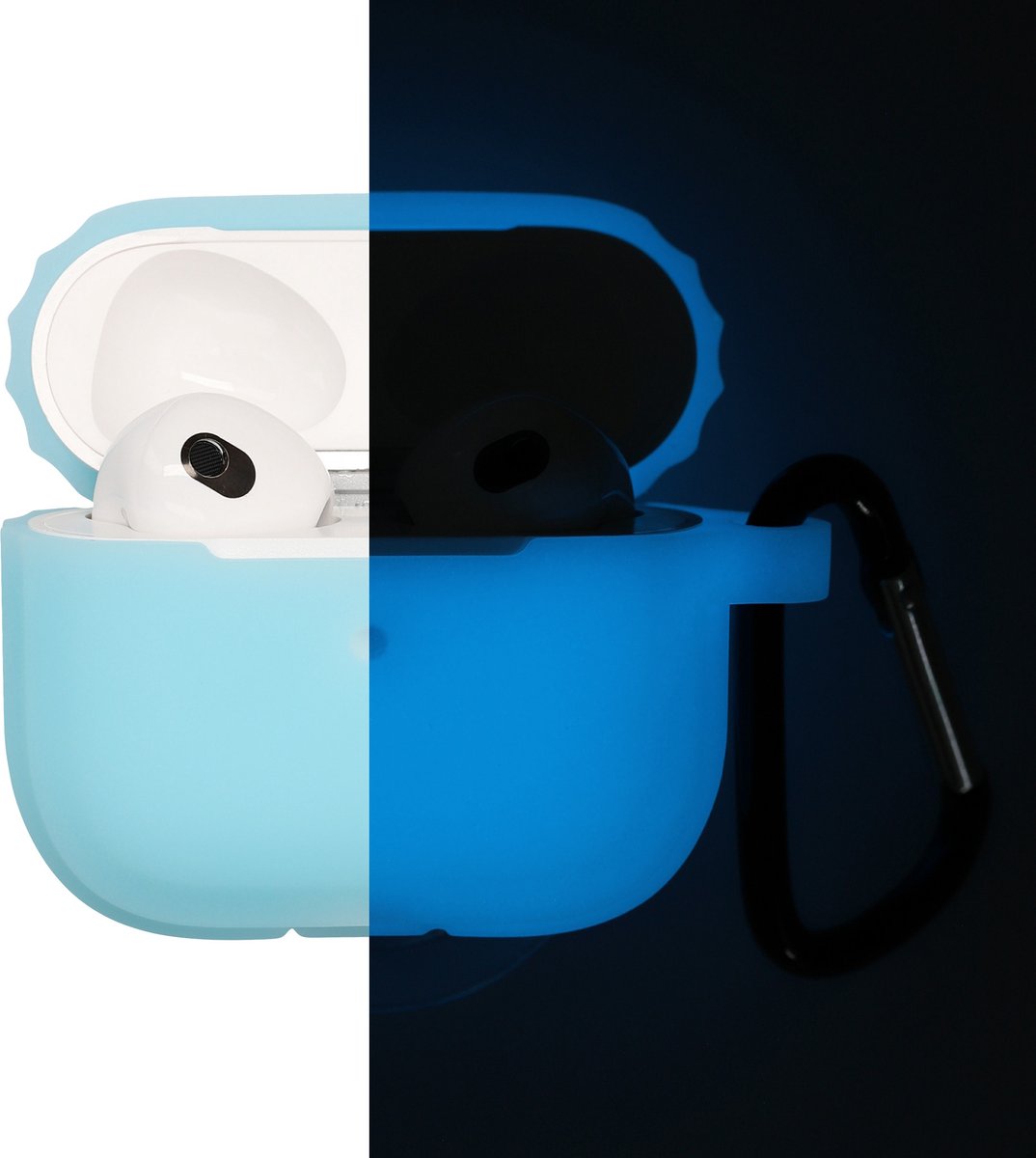 kwmobile hoesje geschikt voor Apple AirPods 3 - 1x siliconen hoes voor bluetooth koptelefoon in lichtblauw