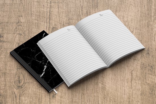 Carnet - Cahier d'écriture - Impression marbrée - Zwart - Ligne - Carnet - Format A5 - Bloc-notes