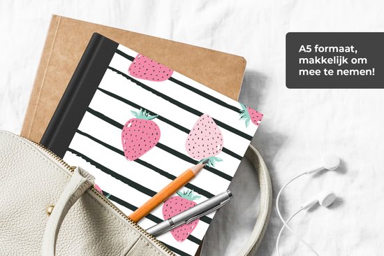 Carnet - Carnet d'écriture - Été - Fraises - Rose - Carnet - Format A5 - Bloc-notes