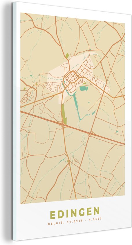 Glasschilderij - Kaart - België - Plattegrond - Edingen - Stadskaart ...