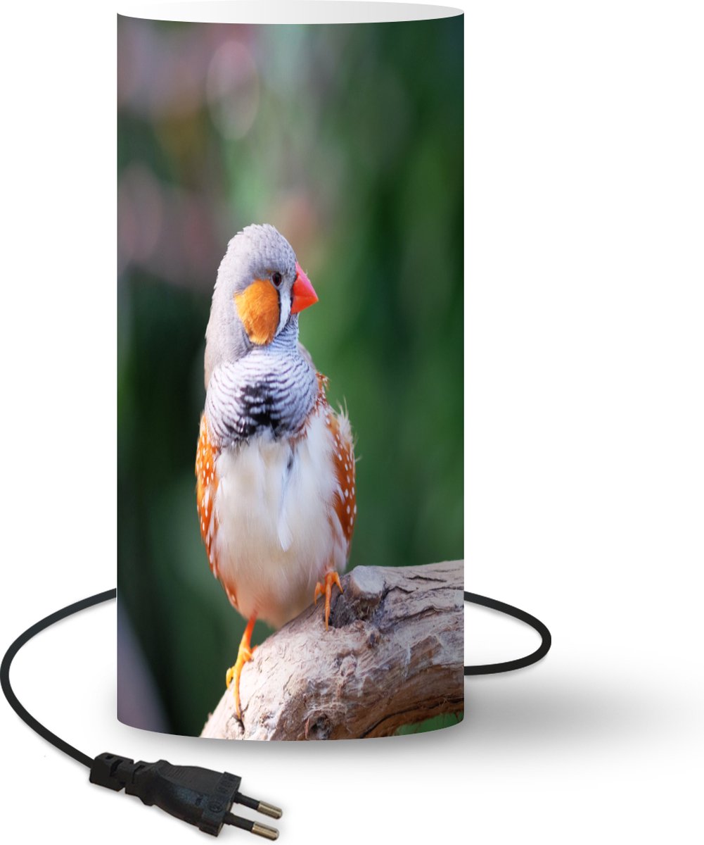 Lamp - Nachtlampje - Tafellamp slaapkamer - Dit is een Zebravink op een houten tak - 33 cm hoog - Ø15.9 cm - Inclusief LED lamp