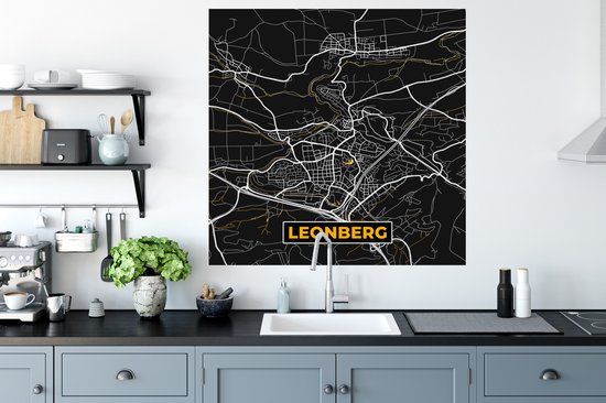 Stickers muraux - Or - Allemagne - Carte - Or - Plan de la ville - Carte - Leonberg - 100x100 cm - Feuille adhésive XXL