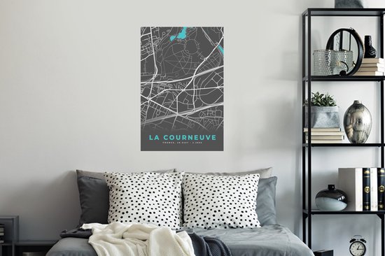 Stickers muraux - La Courneuve - Plan de ville - Plan - Carte - France - 40x60 cm - Film adhésif