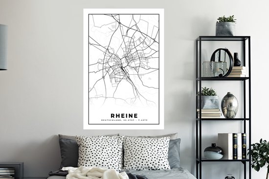 Muurstickers - Sticker Folie - Plattegrond - Rheine - Kaart - Stadskaart - 80x120 cm - Plakfolie - Muurstickers Kinderkamer - Zelfklevend Behang - Zelfklevend behangpapier - Stickerfolie