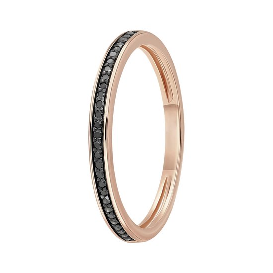 Lucardi Dames railring 29 diamanten (0,08ct) - Ring - Cadeau - Moederdag - 14 Karaat Goud - Roségoud