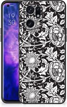 Mobiel TPU Hard Case OPPO Find X5 Pro Telefoon Hoesje met Zwarte rand Zwart Bloemen