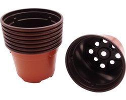 Nature - Stekpotjes - 8 stuks - h7xø9cm - zwart kunststof - met afwateringsopeningen