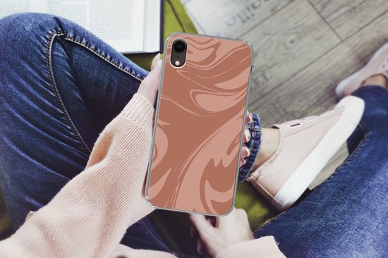 Coque pour iPhone XR - Imprimé marbré - Marron - Chocolat - Coque en Siliconen téléphone -