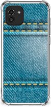 Stevige Telefoonhoesje Geschikt voor Samsung Galaxy A03 Telefoon Hoesje met doorzichtige rand Jeans