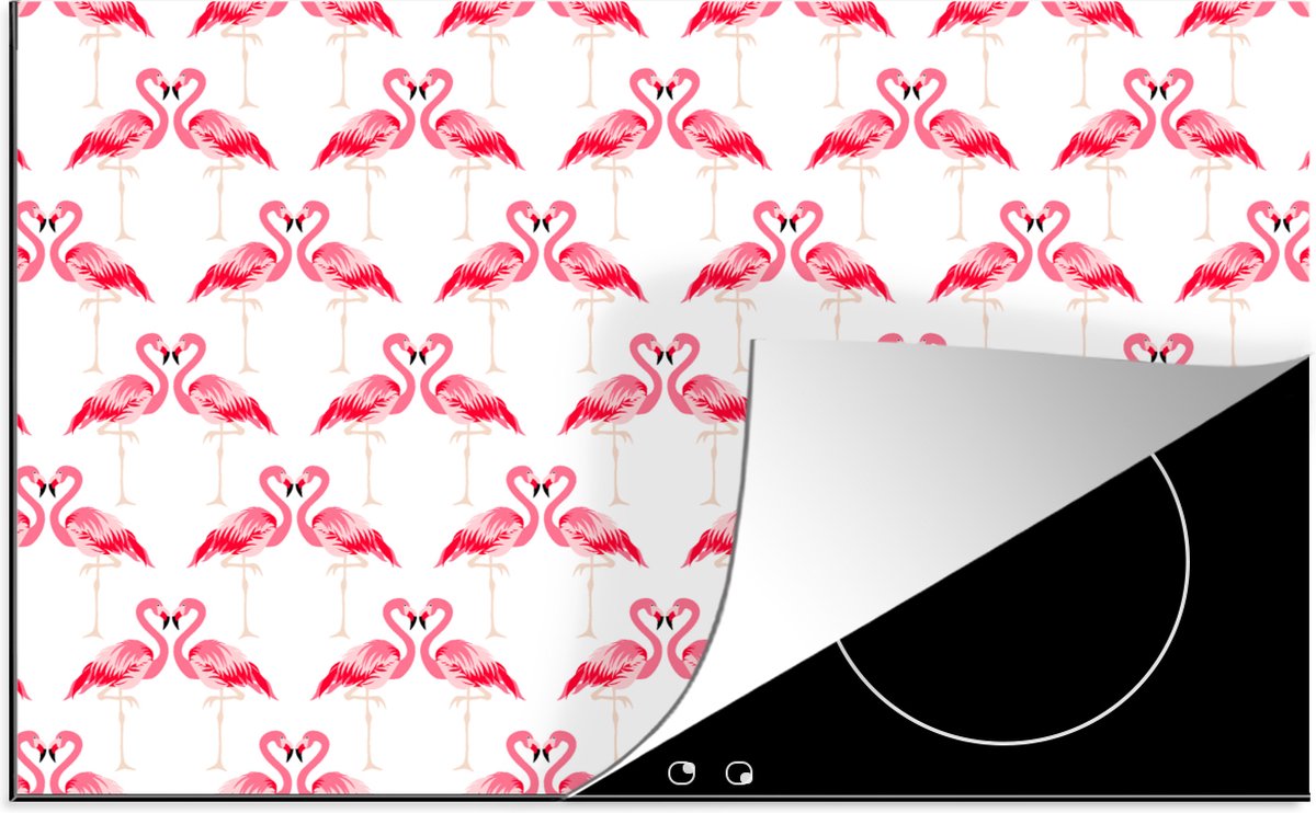 KitchenYeah® Inductie beschermer 89.6x51.6 cm - Flamingo - Patronen - Roze - Jungle - Kookplaataccessoires - Afdekplaat voor kookplaat - Inductiebeschermer - Inductiemat - Inductieplaat mat
