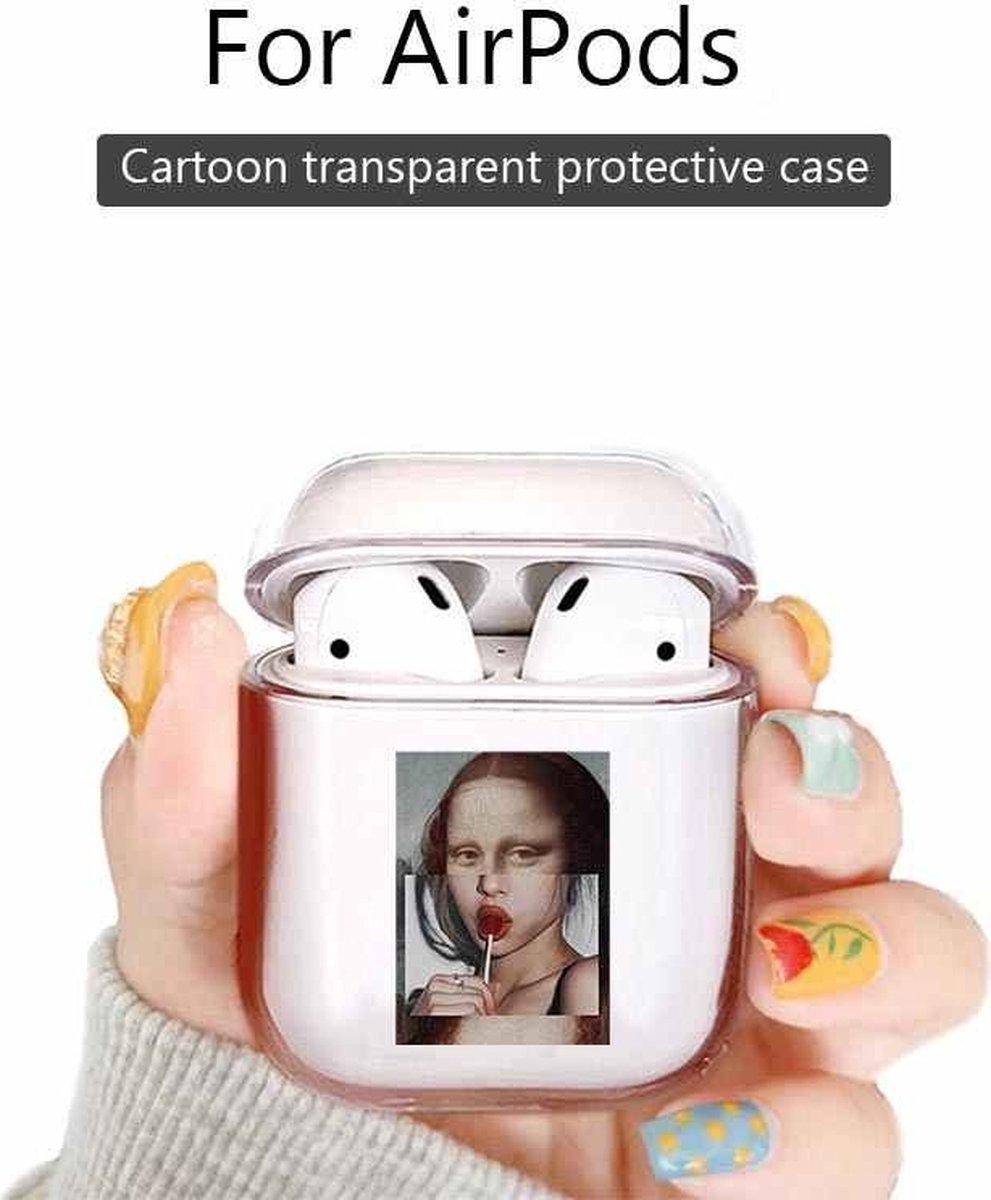 Shieldcase Mona Lisa Case geschikt voor Airpods 2 case - transparant - Hardcase transparant met mona lisa print - Patroon hoesje geschikt voor Airpods 2