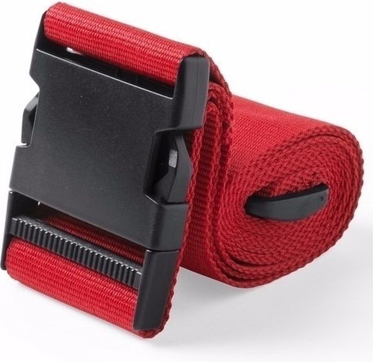 Bol.com Kofferriem verstevigende sluit riem - 4x - 180 x 5 cm - rood - Clipsluiting - Reizen - Polyester - Kofferband aanbieding