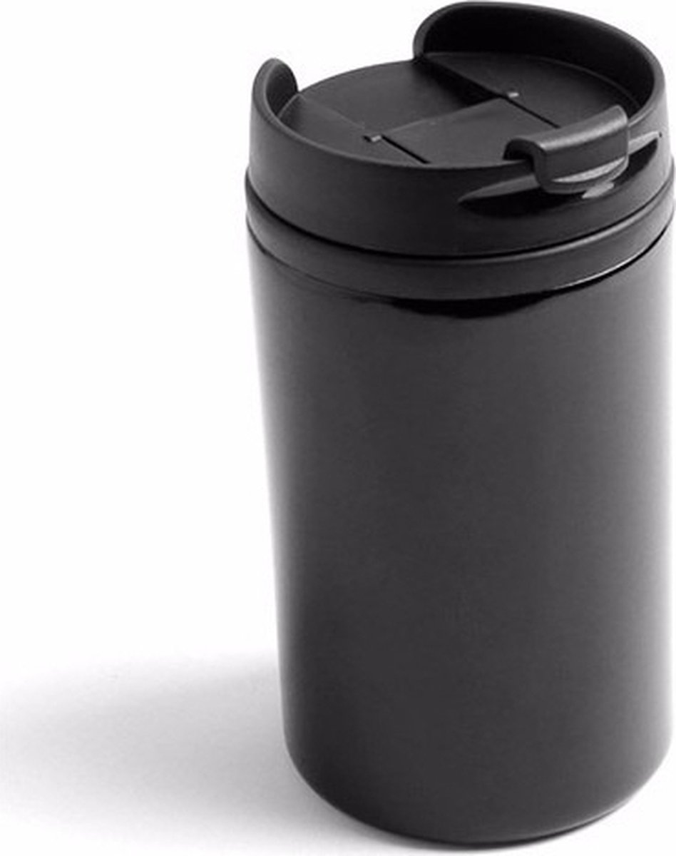 Warmhoudbeker/warm houd beker metallic zwart 320 ml - RVS Isoleerbeker/thermosbekers voor onderweg - Merkloos