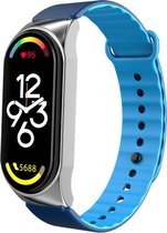 Siliconen Smartwatch bandje - Geschikt voor Xiaomi Mi Band 7 siliconen link bandje - blauw/donkerblauw - Strap-it Horlogeband / Polsband / Armband