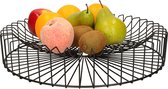 Metalen fruitmand/fruitschaal zwart rond groot 40 x 6 cm - Fruitschalen/fruitmanden - Draadmand