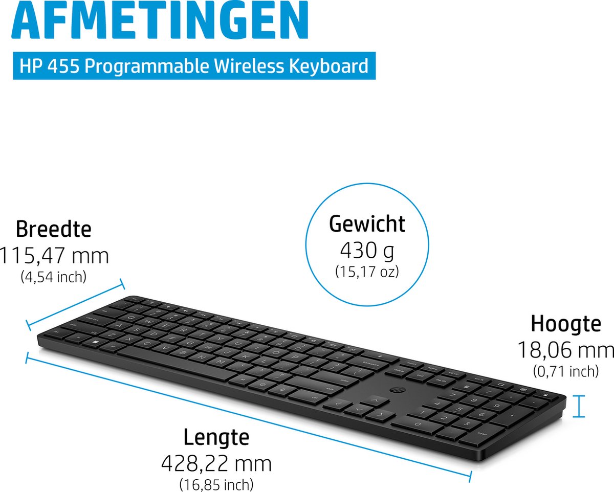HP 455 programmeerbaar draadloos toetsenbord