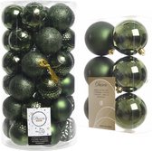 43x stuks kunststof kerstballen donkergroen 6 en 8 cm - Kerstversiering/kerstboomversiering
