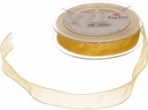 Rayher Hobby decoratie organza sierlint - 1x - goud - 1,5 cm/15 mm x 10 meter - Cadeaulint satijnlint/ribbon