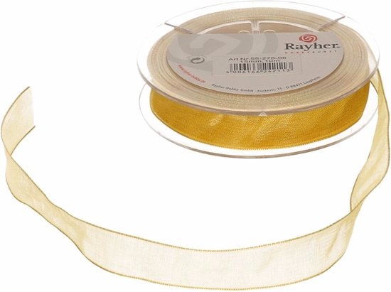 Foto: Rayher hobby decoratie organza sierlint goud 1 5 cm 15 mm x 10 meter cadeaulint satijnlint ribbon