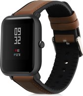 kwmobile horlogeband geschikt voor Huami Amazfit Bip S / Bip S Lite -Armband voor fitnesstracker van leer in bruin / zwart