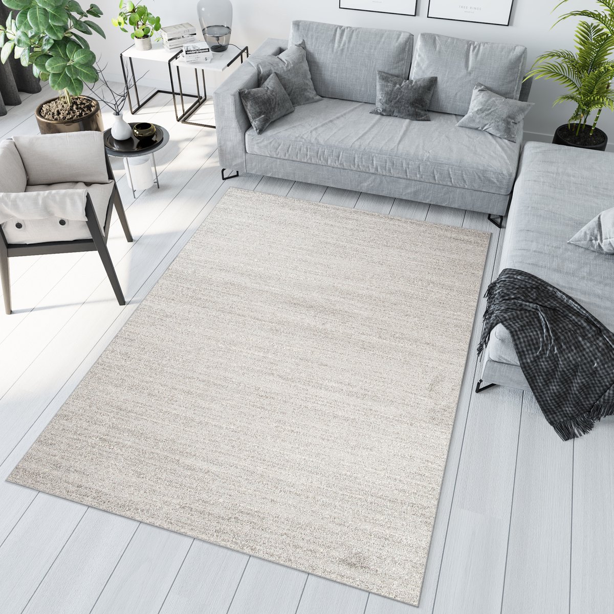 Tapiso Sari Vloerkleed Lichtgrijs Tapijt Slaapkamer Maat- 200x290 Grijs Licht