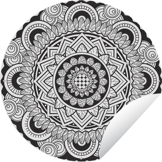 Affiche de jardin autour de Mandalas - Affiche de jardin gracieux Mandala - Affiche de jardin ronde 90x90 cm - Toile de jardin / Toile d'extérieur / Peintures pour l'extérieur (décoration de jardin)