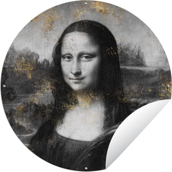 Tuincirkel Mona Lisa - Leonardo da Vinci - Kunst - 60x60 cm - Ronde Tuinposter - Buiten