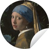 Tuincirkel Het meisje met de parel - Vermeer - Kunst - 90x90 cm - Ronde Tuinposter - Buiten