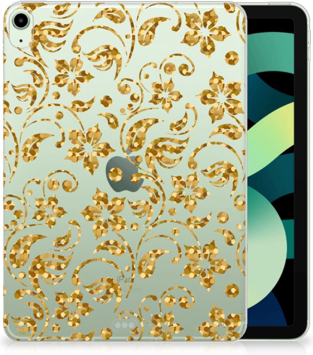 iPad Air (2020/2022) 10.9 inch Siliconen Hoesje Gouden Bloemen
