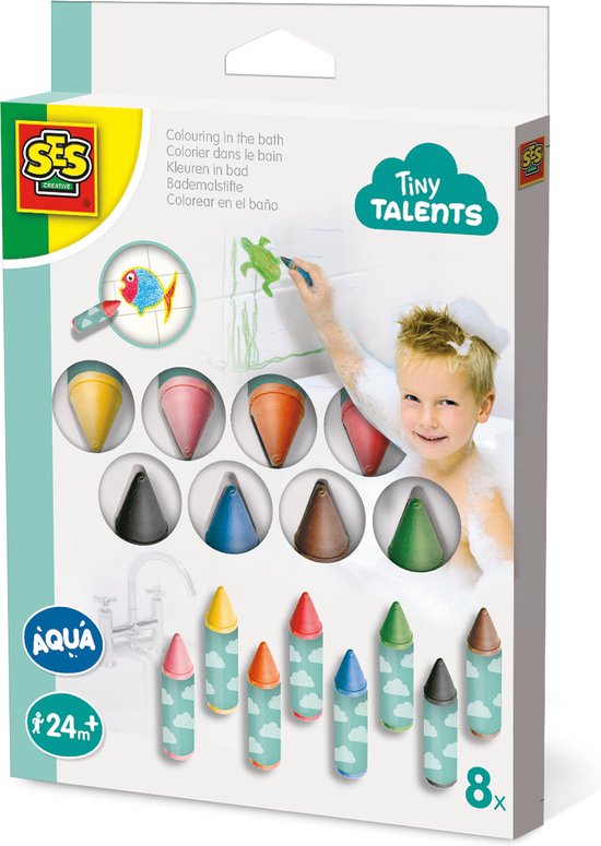 SES Tiny Talents - Badspeelgoed - Kleuren in bad - 8 pack - gemakkelijk afwasbaar