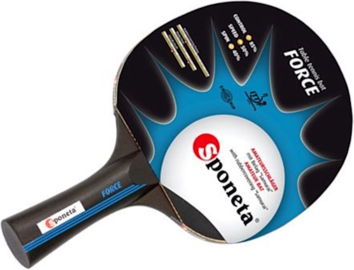 Sponeta Tafeltennisbat Force Speelklasse F Hout Zwart
