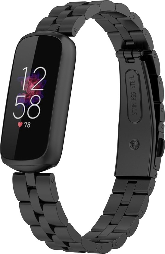 Chofit Kompatibel mit Fitbit Luxe Armband, Ersatz, verstellbar, Edelstahl, Metall, Business, für Luxus-Aktivitäts-Tracker (schwarz