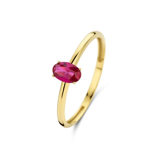 Isabel Bernard Baguette Dames Ring Goud - Goud/Rood - 16.50 mm / maat 52