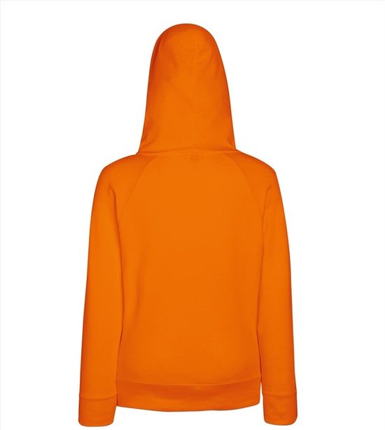 Oranje sweater/hoodie met capuchon voor dames regular fit - Lichtgewicht truien M - Fruit of the Loom