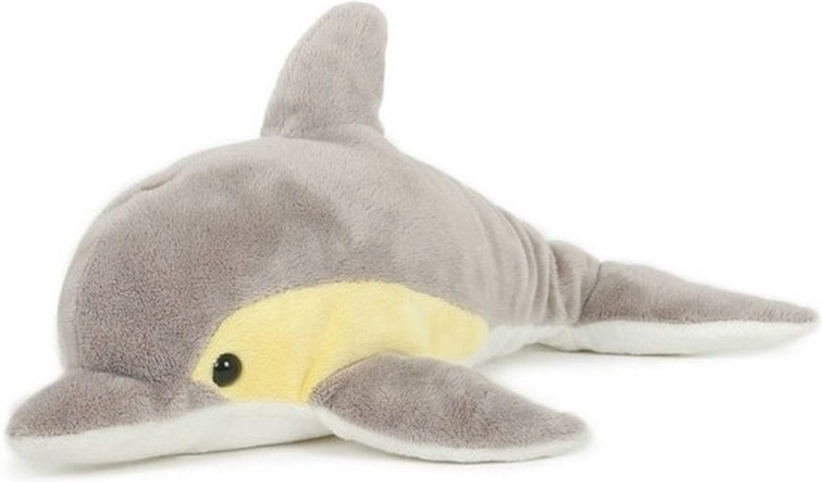 Semo Pluche dolfijn knuffel - grijs - 33 cm - dolfijnen speelgoed - knuffeldieren - uit de zee