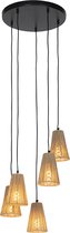 QAZQA marrit - Landelijke Hanglamp eettafel - 5 lichts - Ø 40 cm - Zwart - Woonkamer | Slaapkamer | Keuken