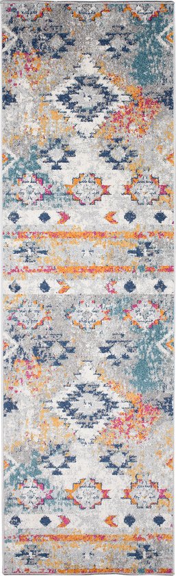 Tapiso Lazur Tapis Coureur Grijs Boho Salon Couloir Tapis Taille - 80x200