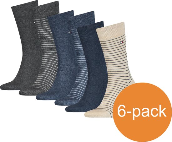 Tommy Hilfiger Sokken Heren Small Stripe Antraciet/Jeans/Beige - 6 Paar  sokken - Maat... | bol.com