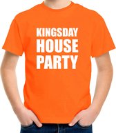 Koningsdag t-shirt Kingsday house party oranje voor kinderen - Woningsdag thuisblijvers / Kingsday thuis vieren 104/110