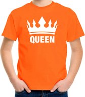 Oranje Koningsdag Queen shirt met kroon meisjes 146/152