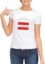 Wit dames t-shirt met vlag van Oostenrijk L