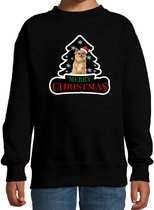 Dieren kersttrui chihuahua zwart kinderen - Foute honden kerstsweater jongen/ meisjes - Kerst outfit dieren liefhebber 134/146