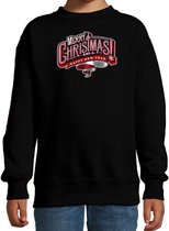 Merry Christmas Kerstsweater / Kerst trui zwart voor kinderen - Kerstkleding / Christmas outfit 110/116