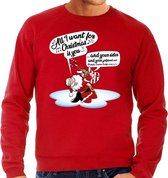 Foute Kersttrui / sweater - Zingende kerstman met gitaar / All I Want For Christmas - rood voor heren - kerstkleding / kerst outfit XL