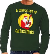 Foute kersttrui / sweater A Whole Lot of Christmas voor heren - groen - Kerstman Angus met gitaar S