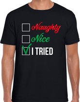 Naughty nice fout Kerst t-shirt - zwart - heren - Kerstkleding / Kerst outfit L